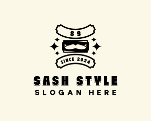 Mustache Barbering Haircut logo design