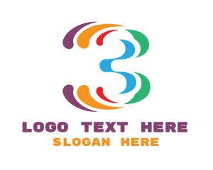 Three - Colorful Number 3 logo design