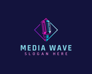 Broadcasting - Microphone Broadcast Podcast logo design