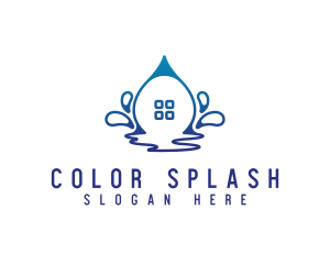 House Water Droplet logo design