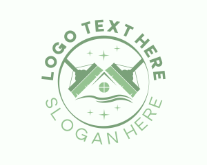 Green - Green Broom Housekeeper logo design