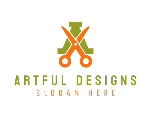 Salon Scissors Letter A logo design