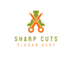 Cut - Scissors Letter A logo design