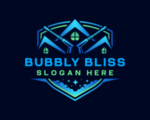 Pressure Wash Roof Bubble logo design