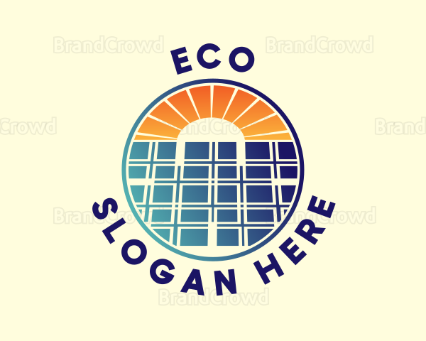 Solar Panel Electric Power Logo