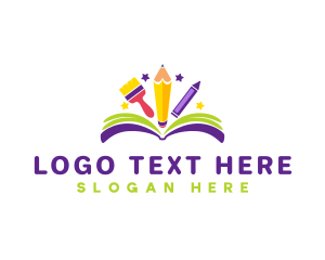 Learning - Book Fantasy Art Materials logo design