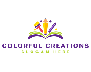 Crayon - Book Fantasy Art Materials logo design