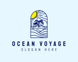 Sun Beach Ocean logo design