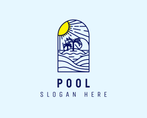 Palm Tree - Sun Beach Ocean logo design