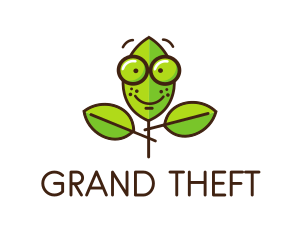 Green Man - Cute Nerd Plant logo design