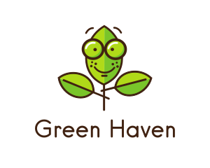 Cute Nerd Plant logo design