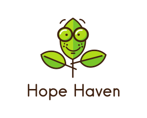 Green Tree - Cute Nerd Plant logo design