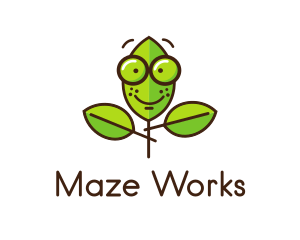 Cute Nerd Plant logo design