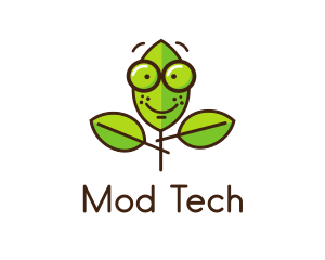 Cute Nerd Plant logo design