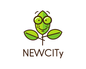 Cute Nerd Plant logo design