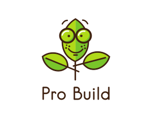 Cute Nerd Plant logo design