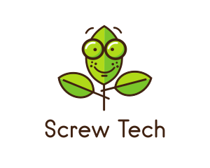 Cute Nerd Plant logo design