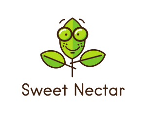 Cute Nerd Plant logo design