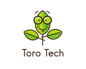 Cute Nerd Plant logo design