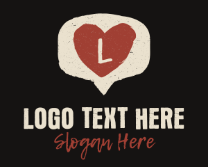 Grunge - Rustic Heart Chat logo design