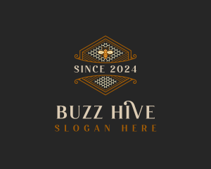 Bee Honeycomb Hexagon logo design