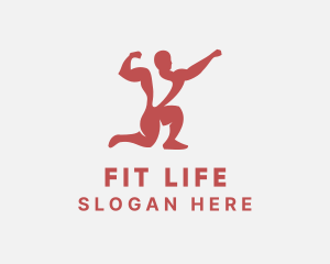 Red Fit Bodybuilder logo design