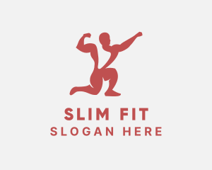 Red Fit Bodybuilder logo design