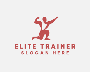 Red Fit Bodybuilder logo design