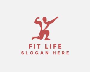 Red Fit Bodybuilder logo design