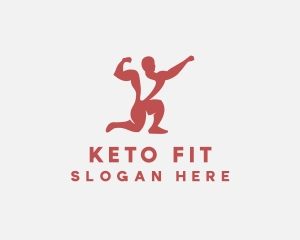 Red Fit Bodybuilder logo design