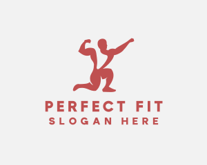 Red Fit Bodybuilder logo design