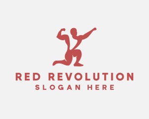 Red Fit Bodybuilder logo design