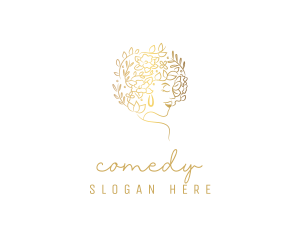 Gold Wellness Flower Woman Logo