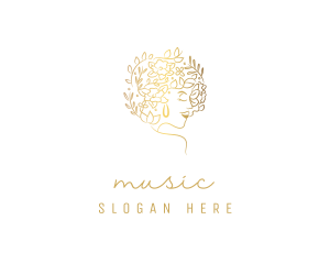 Gold Wellness Flower Woman Logo