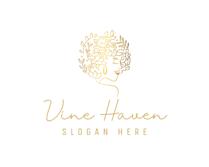 Gold Wellness Flower Woman logo design