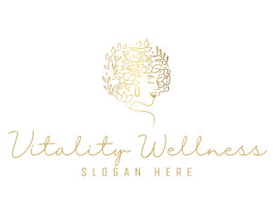 Gold Wellness Flower Woman logo design