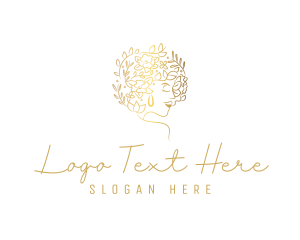 Female - Gold Wellness Flower Woman logo design