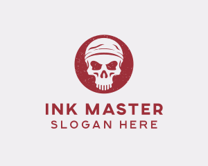 Skull Bandana Tattoo logo design