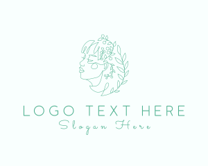 Girl - Botanical Woman Face logo design