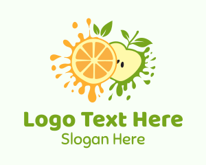 Flavor - Orange & Apple Fruit logo design