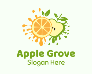 Orange & Apple Fruit logo design