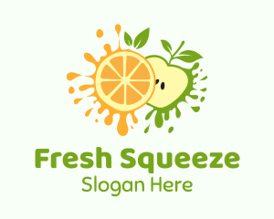 Juicer - Orange & Apple Fruit logo design