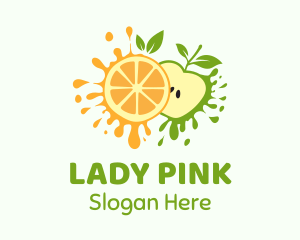 Juice Stand - Orange & Apple Fruit logo design