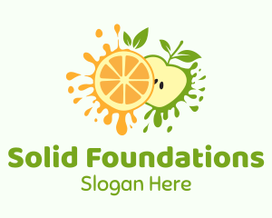 Juice Stand - Orange & Apple Fruit logo design