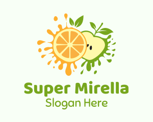 Natural - Orange & Apple Fruit logo design