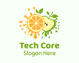 Orange & Apple Fruit logo design