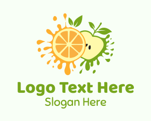 Green Apple - Orange & Apple Fruit logo design