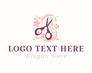Tailoring - Scissors Craft Flowers logo design