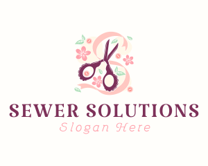 Scissors Craft Flowers logo design