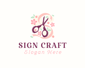 Scissors Craft Flowers logo design